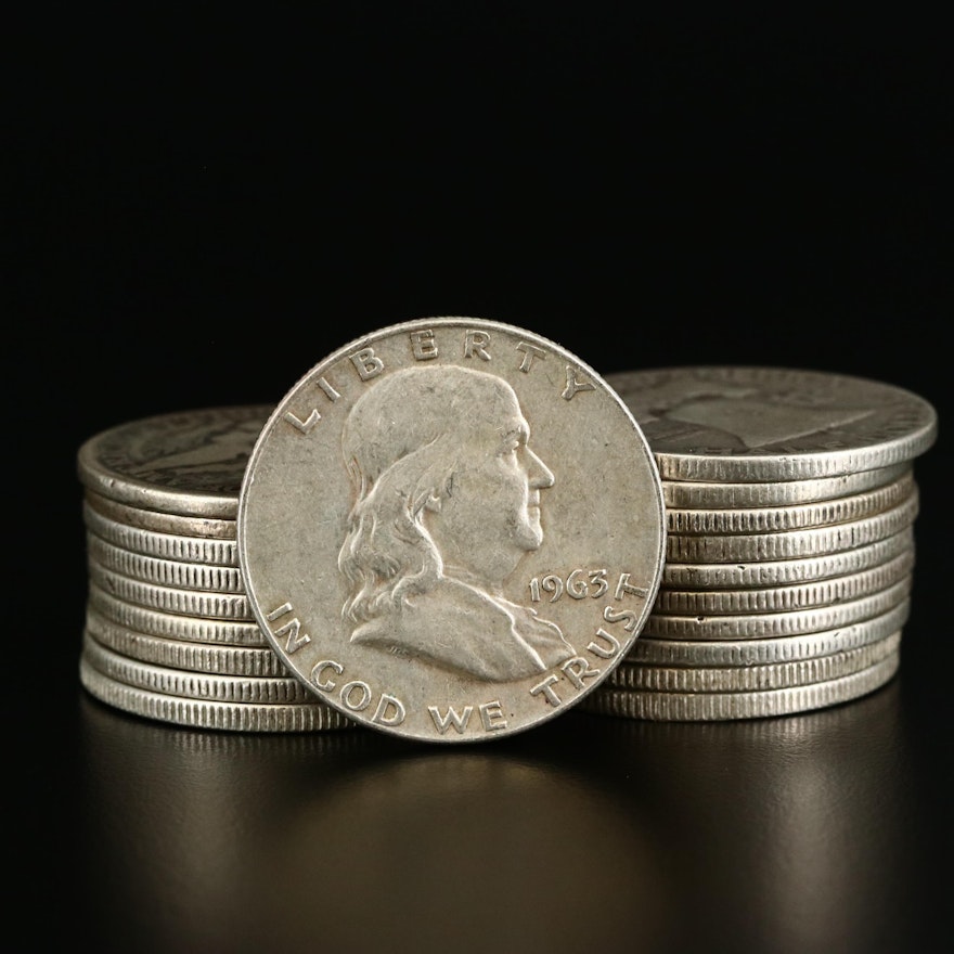 Twenty U.S. Silver Half Dollars, 1898 to 1963