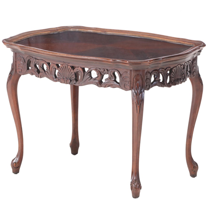 Louis XV Style Tray Top Walnut Side Table