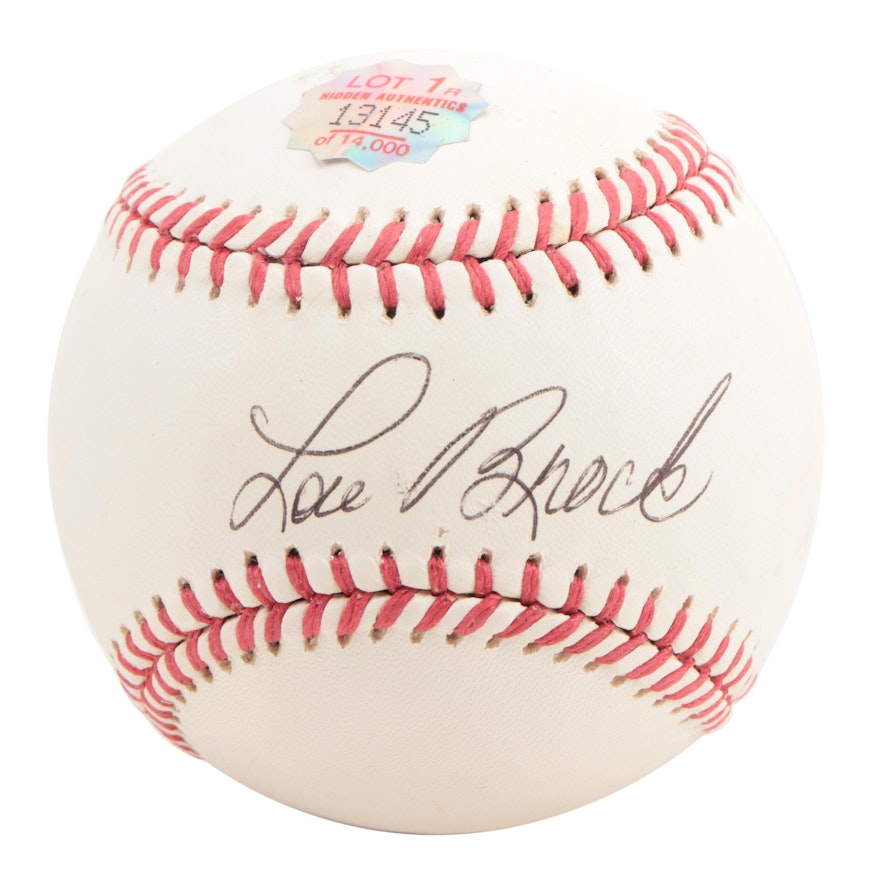 Lou Brock Signed Hall of Fame Player Rawlings Baseball