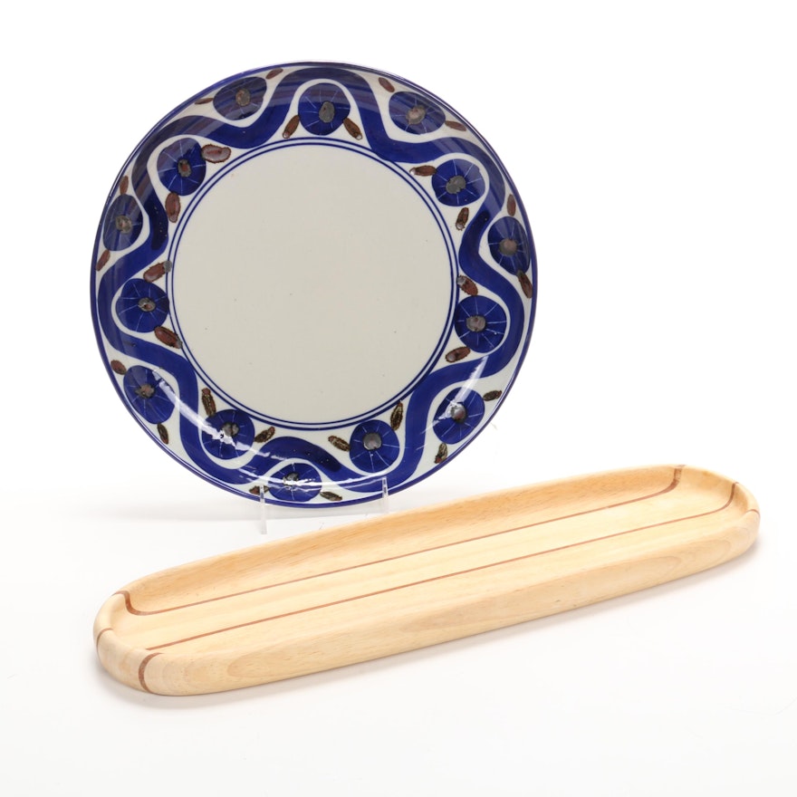 Dansk Wood and Ceramic Serving Platters