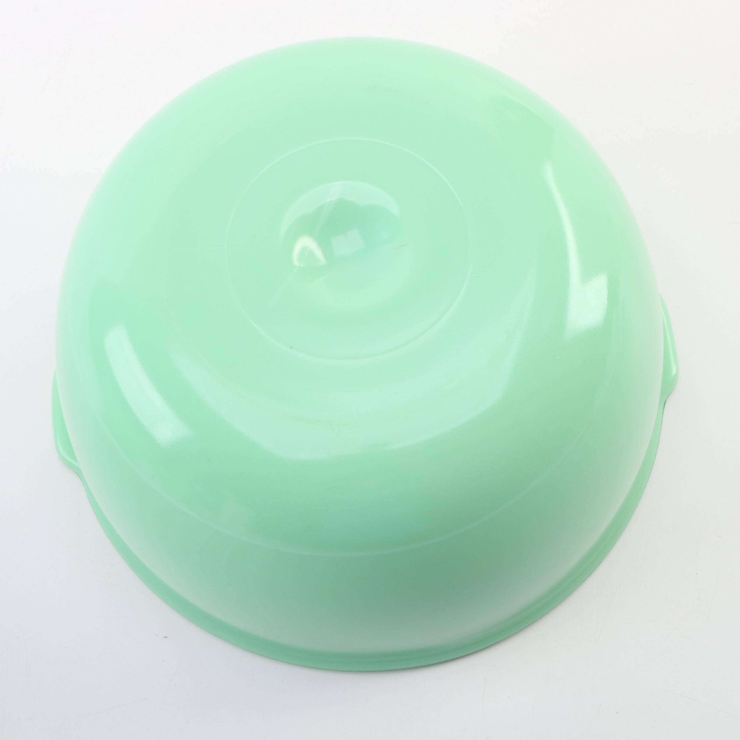 McKee Jadeite Measuring Cup and Depression Green Glass Mixing Bowls