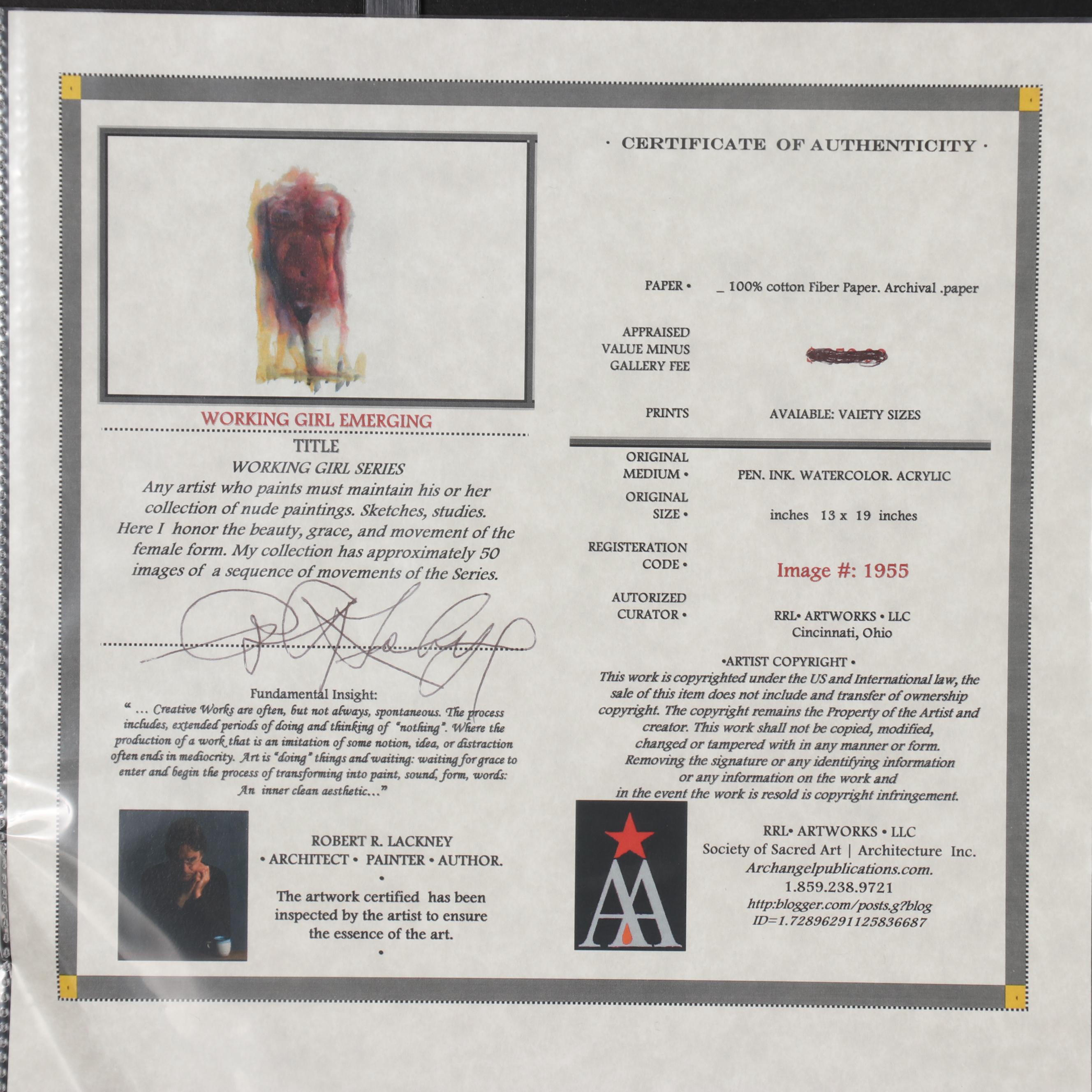 Robert Lackney Giclée "Nude Emerging", 21st Century