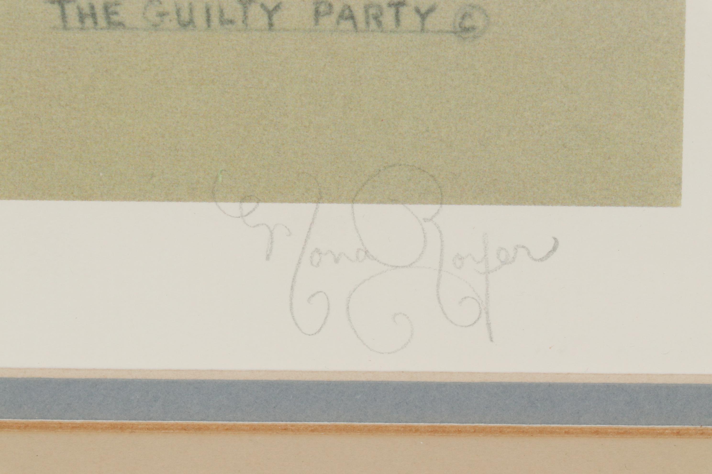 Mona Royer Offset Lithograph "The Guilty Party"