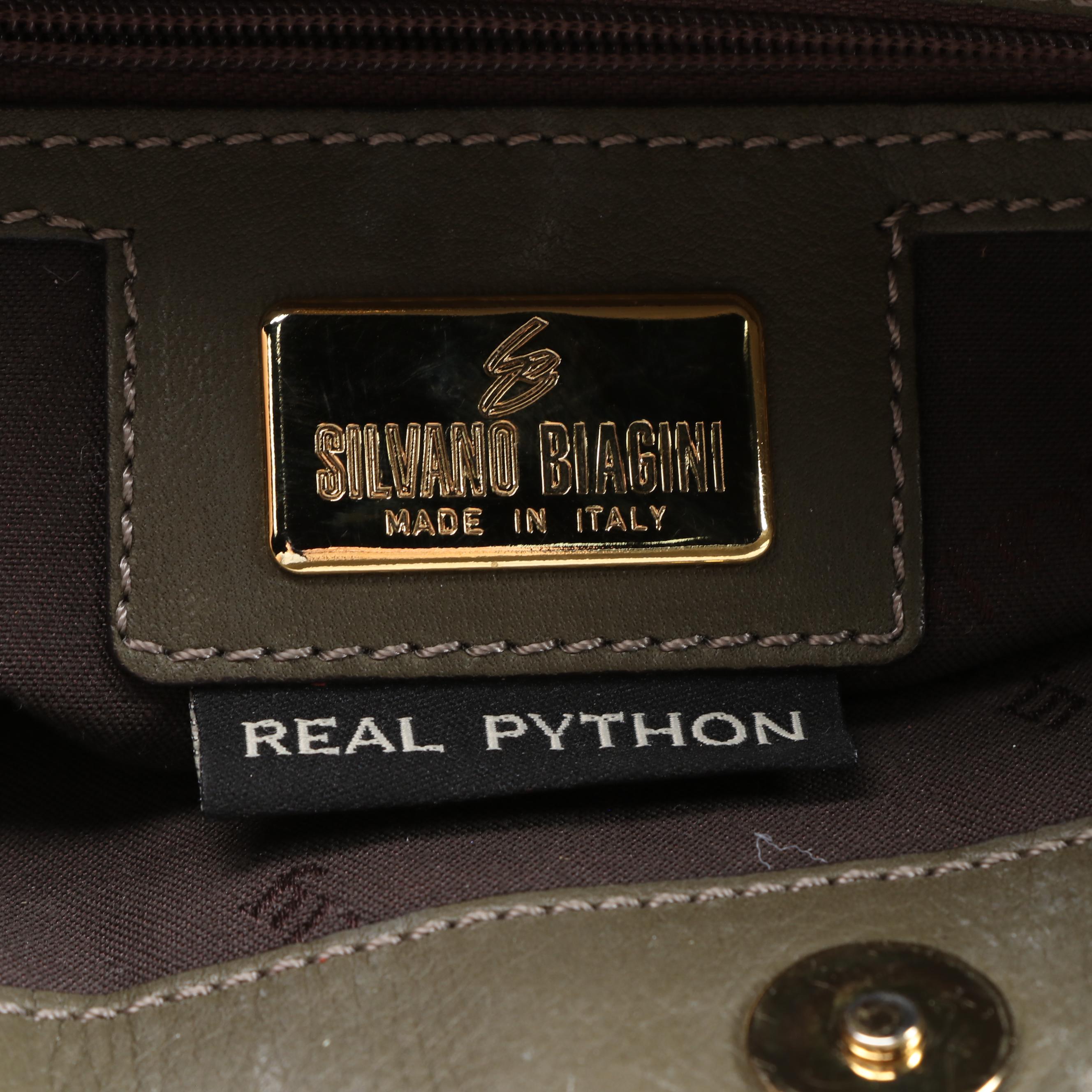 Silvano Biagini Python Skin Hobo Bags in Iridescent Green and Gold Metallic