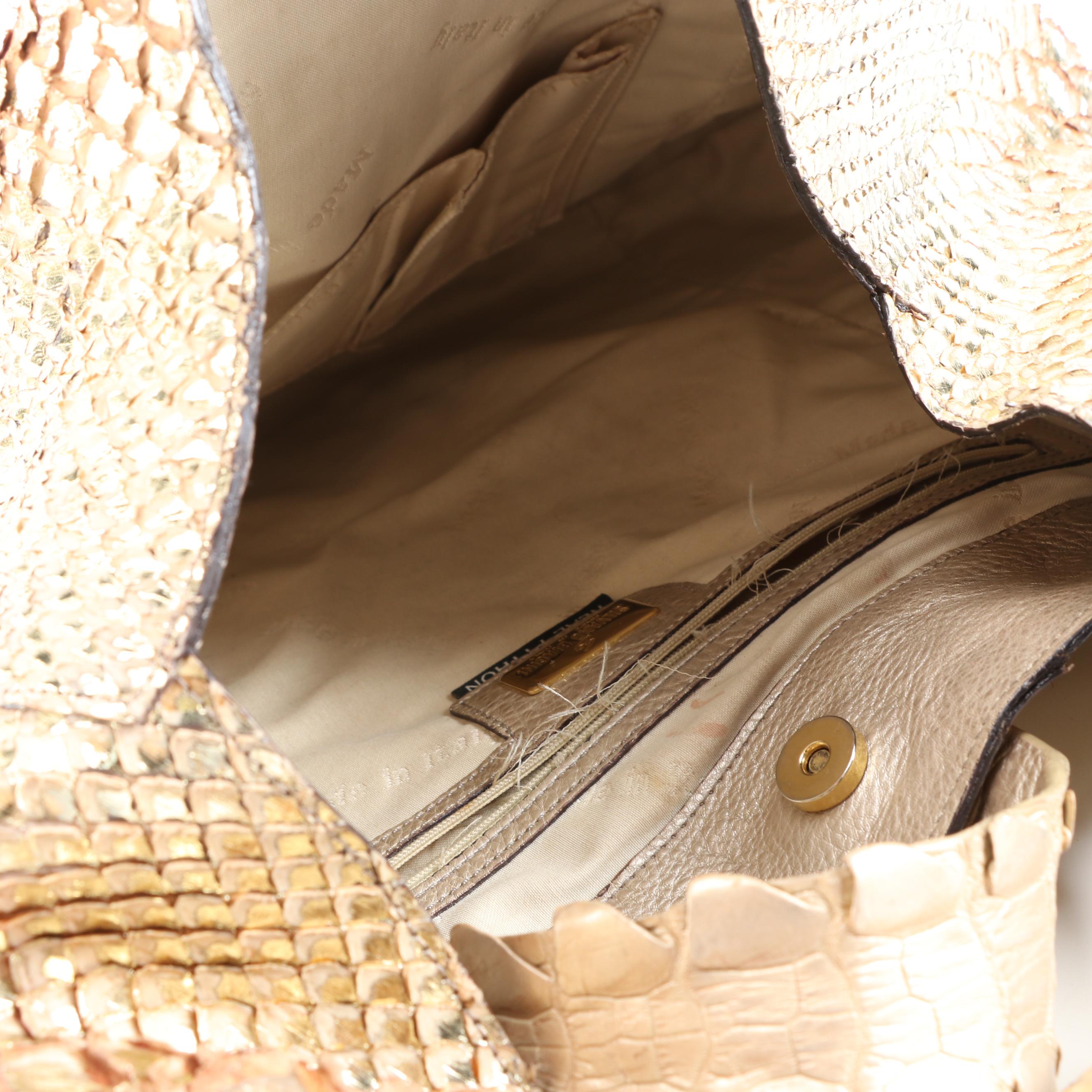 Silvano Biagini Python Skin Hobo Bags in Iridescent Green and Gold Metallic