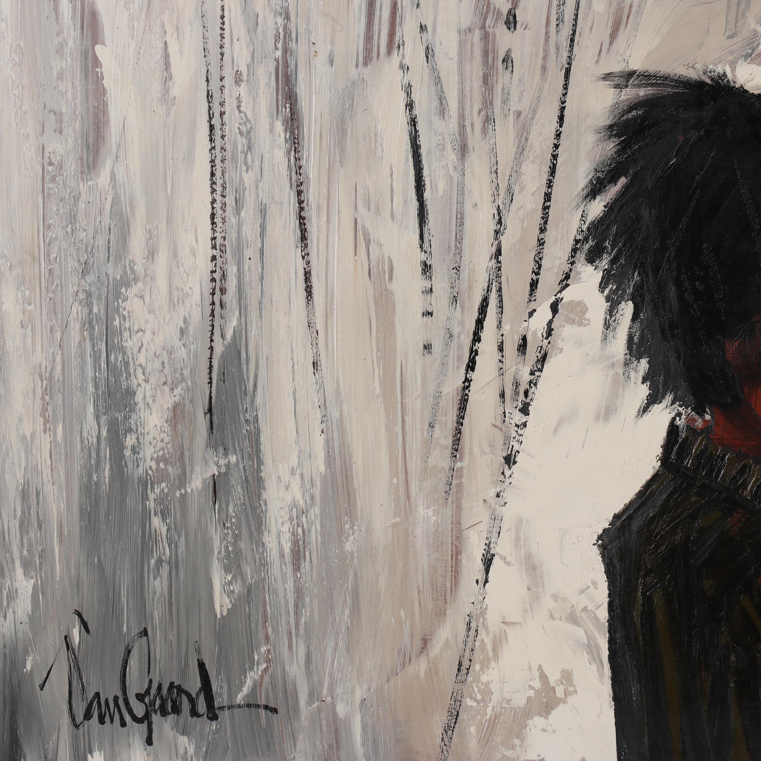 VanGuard Studios Figure Oil Painting of Young Couple, Mid 20th Century