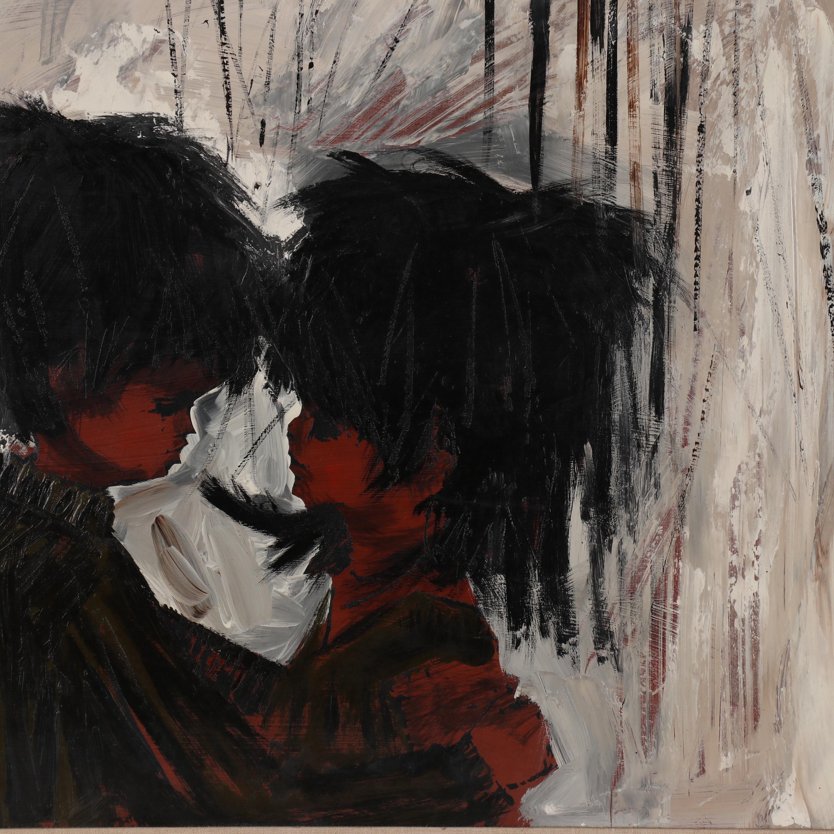 VanGuard Studios Figure Oil Painting of Young Couple, Mid 20th Century