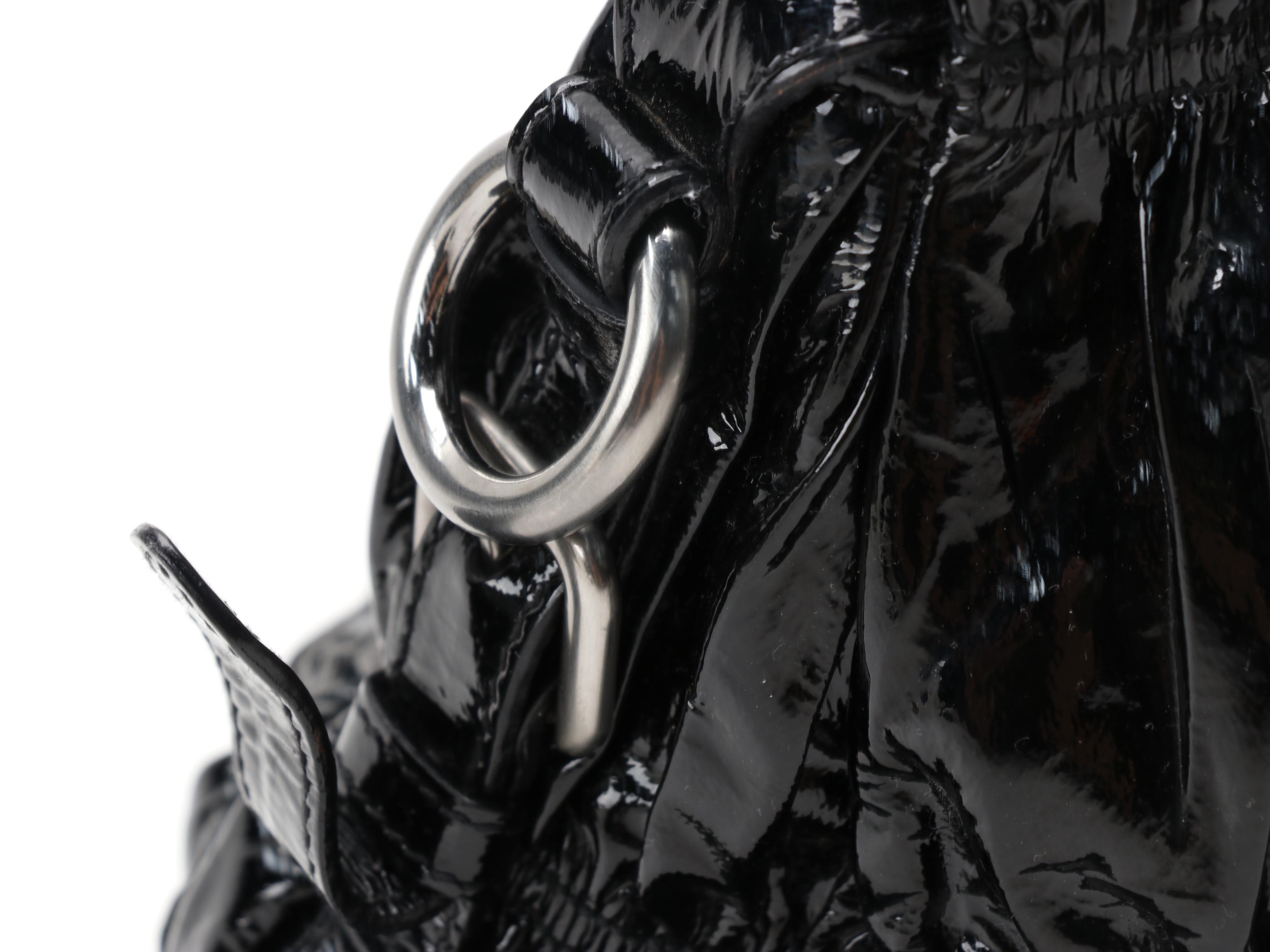 Prada Nero Gaufre Vernis Leather Satchel Two-Way Stachel