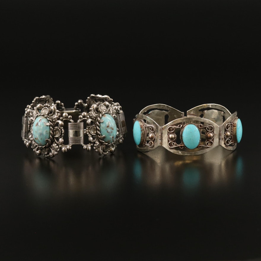 Link Bracelets with Faux Turquoise