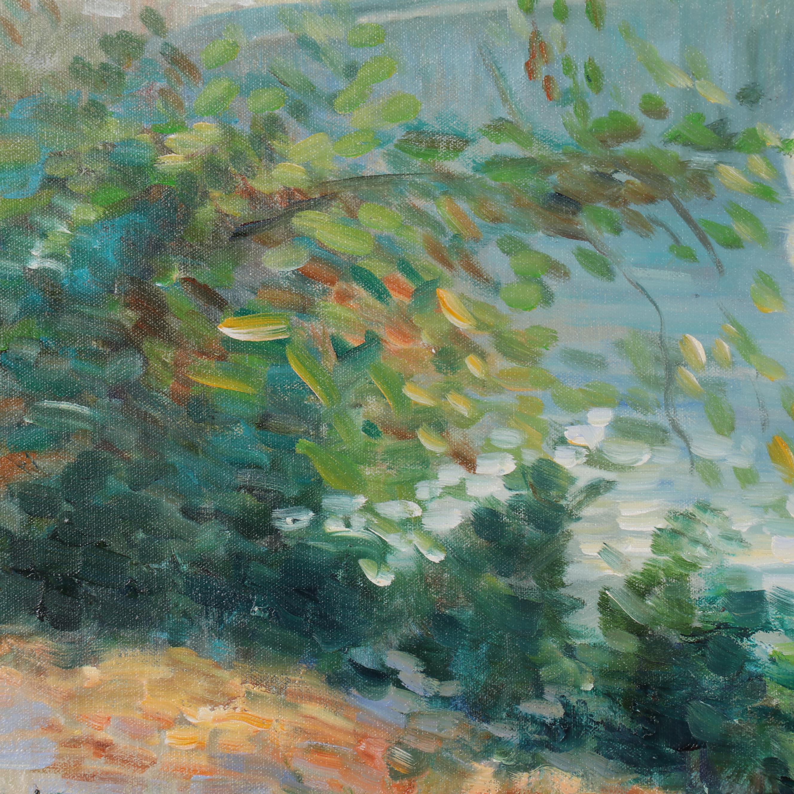 J. Blanford Impressionist Style Landscape Oil Painting of River Scene