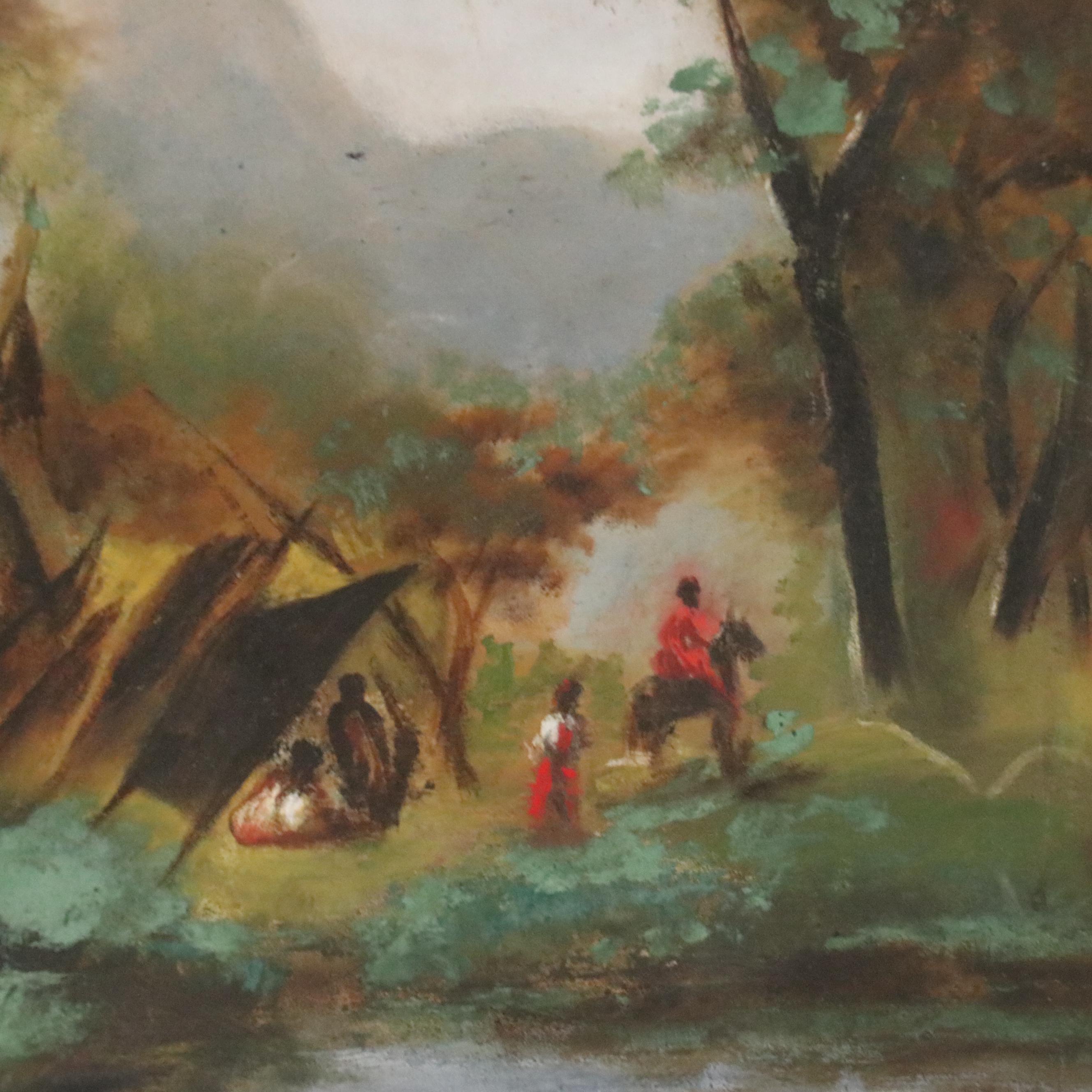 Oil Painting after Albert Bierstadt "Indian Encampment, Shoshone Village"