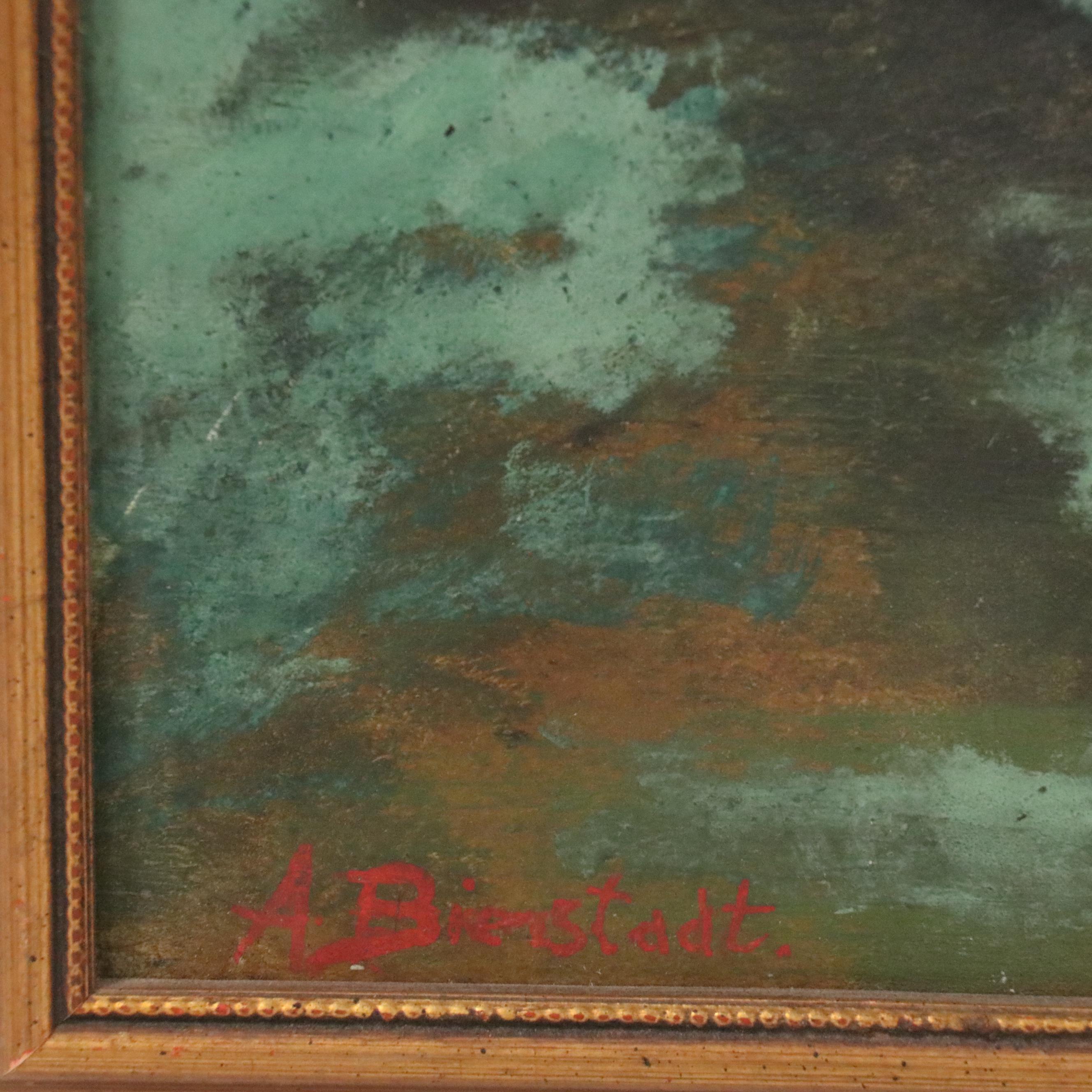 Oil Painting after Albert Bierstadt "Indian Encampment, Shoshone Village"