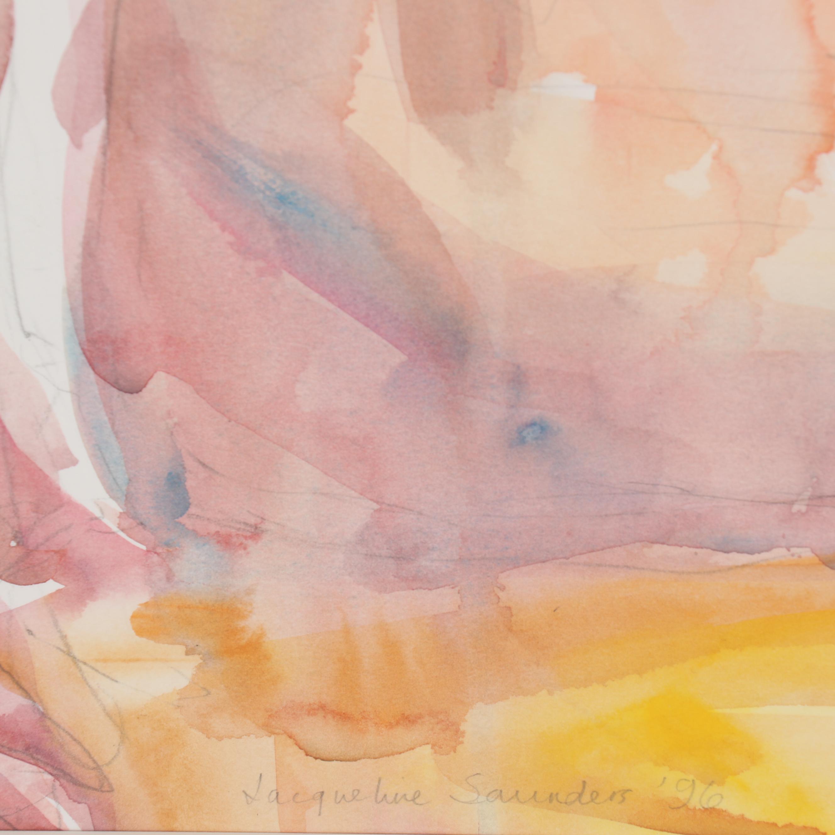 Jacqueline Saunders Figural Watercolor Painting of Female Nude