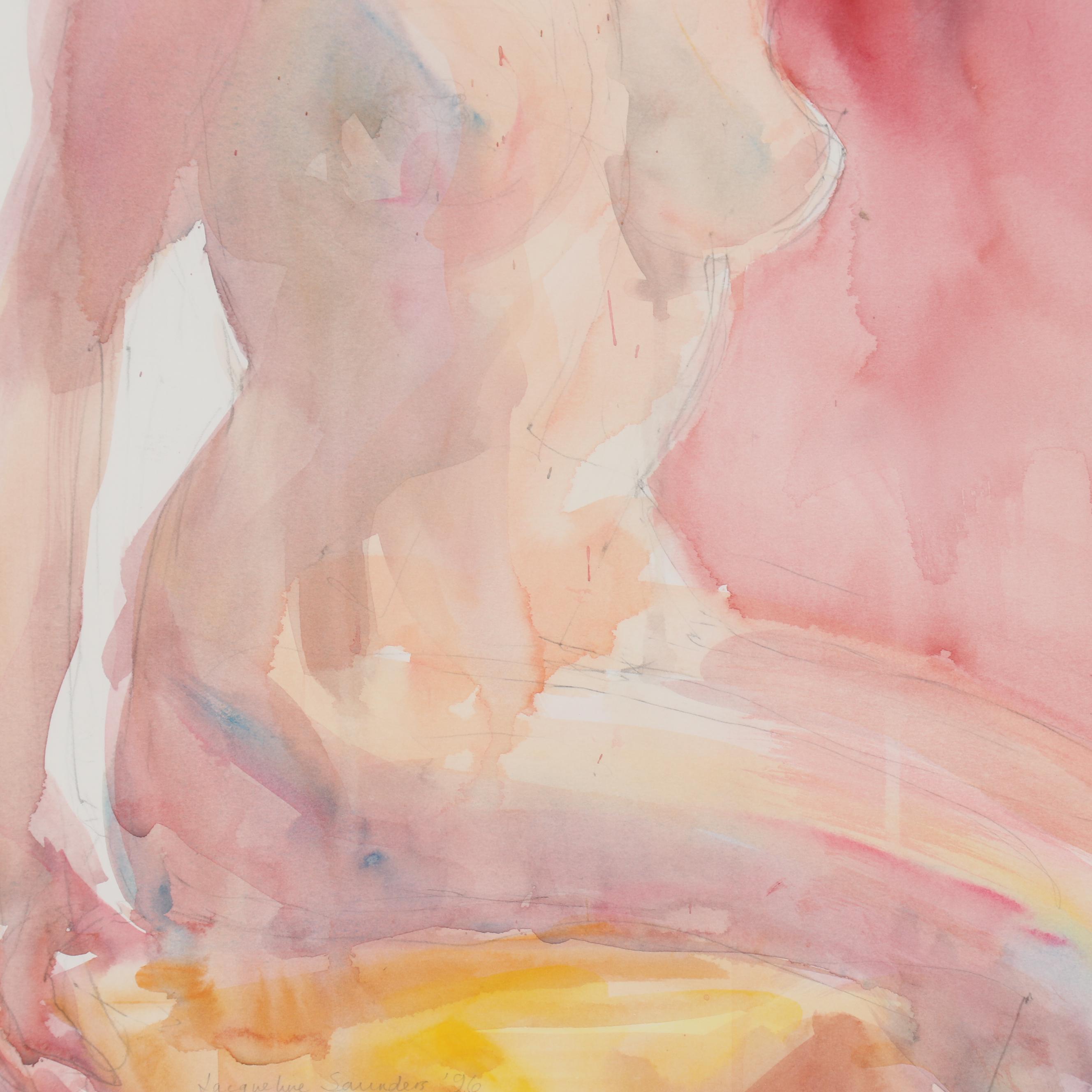 Jacqueline Saunders Figural Watercolor Painting of Female Nude