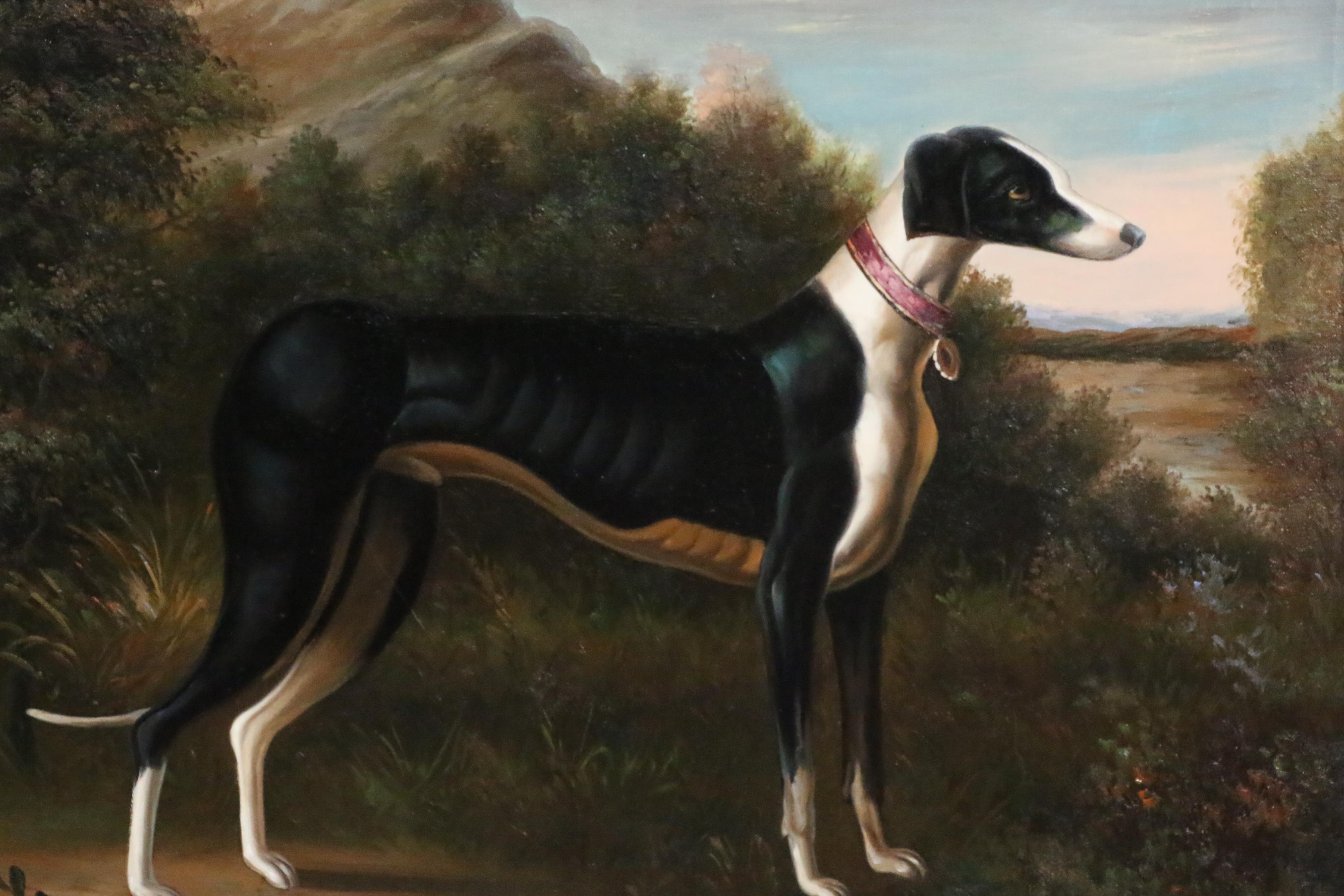 John Gray Canine Portrait Oil Painting of Greyhound Dog, 20th Century