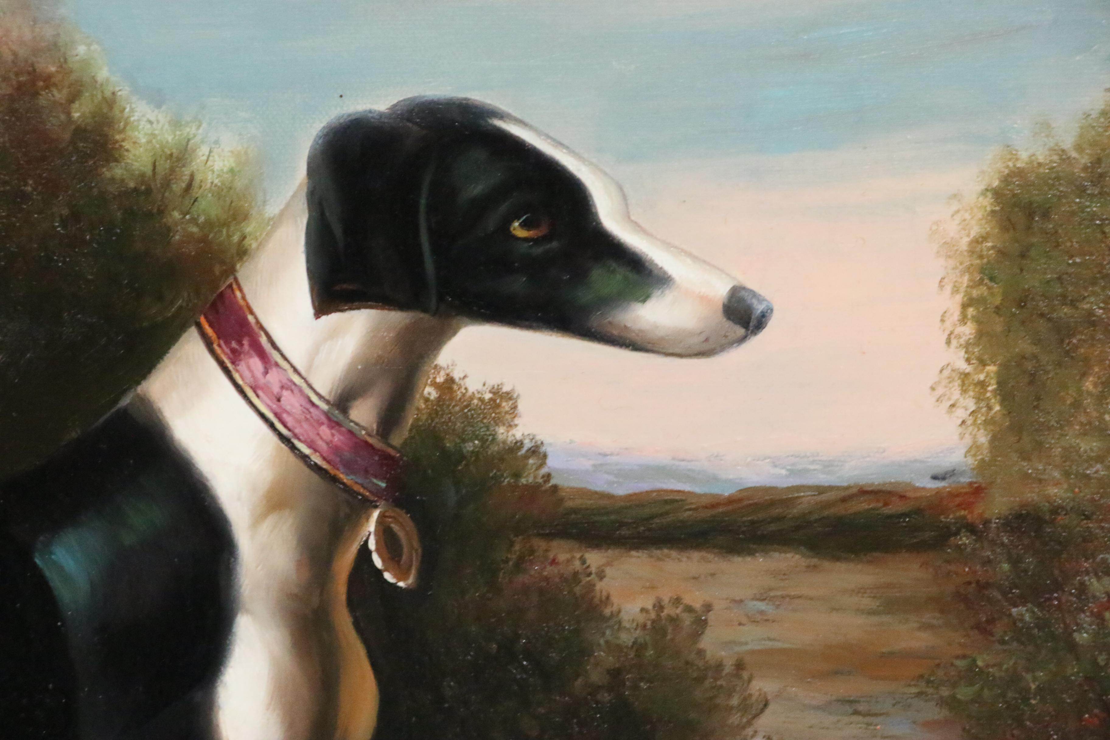 John Gray Canine Portrait Oil Painting of Greyhound Dog, 20th Century