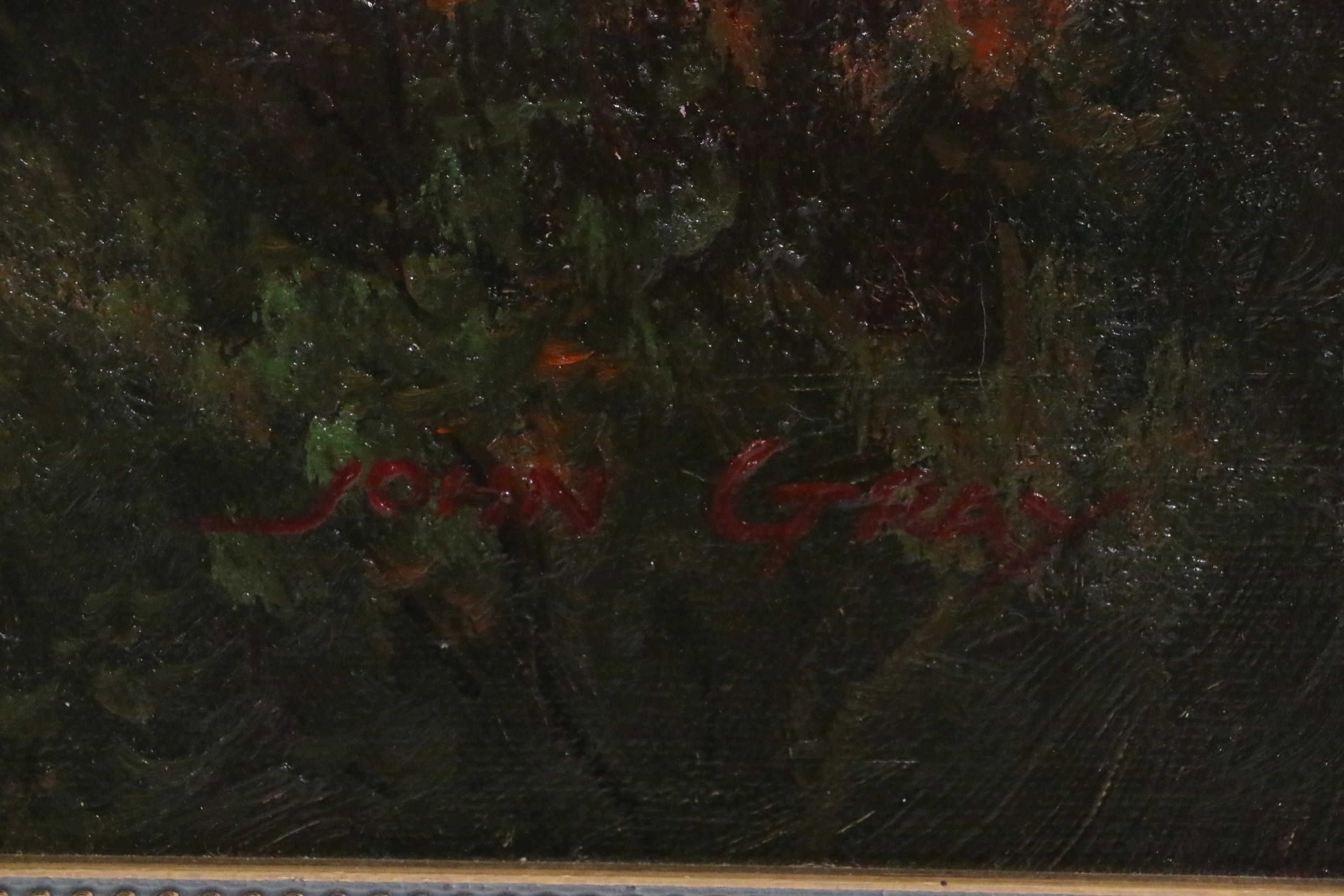 John Gray Canine Portrait Oil Painting of Greyhound Dog, 20th Century