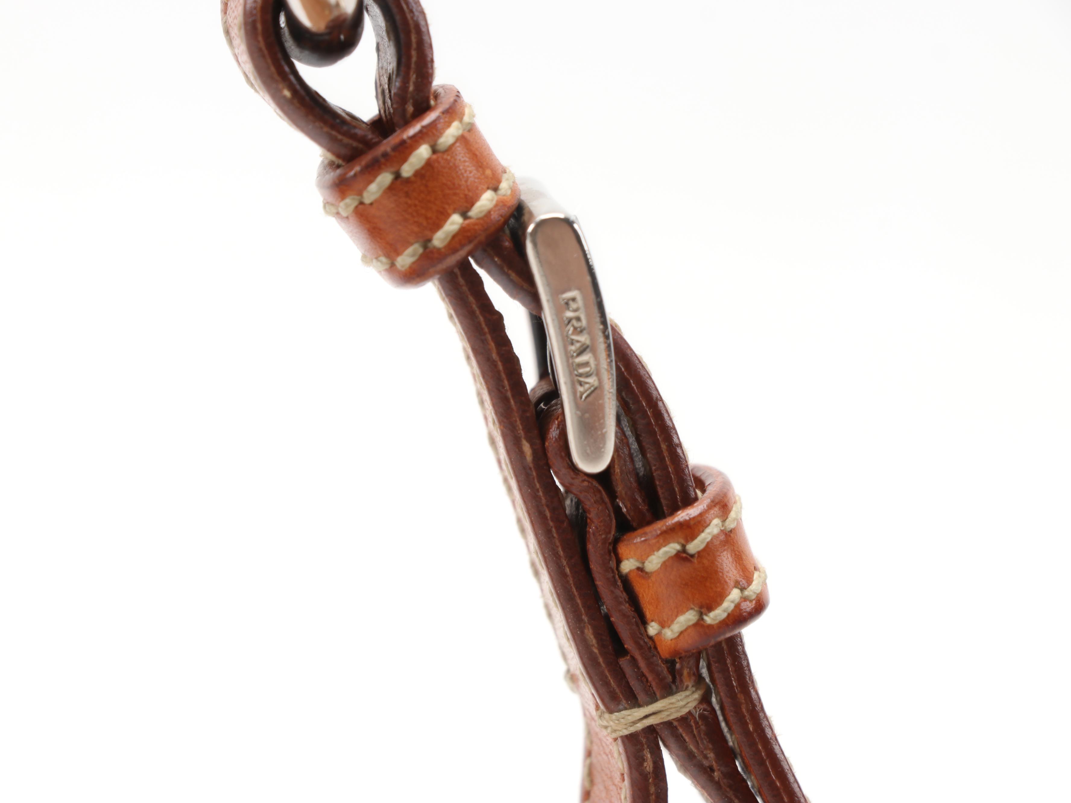 Prada Honey Leather Mixed Metal Studded Baguette