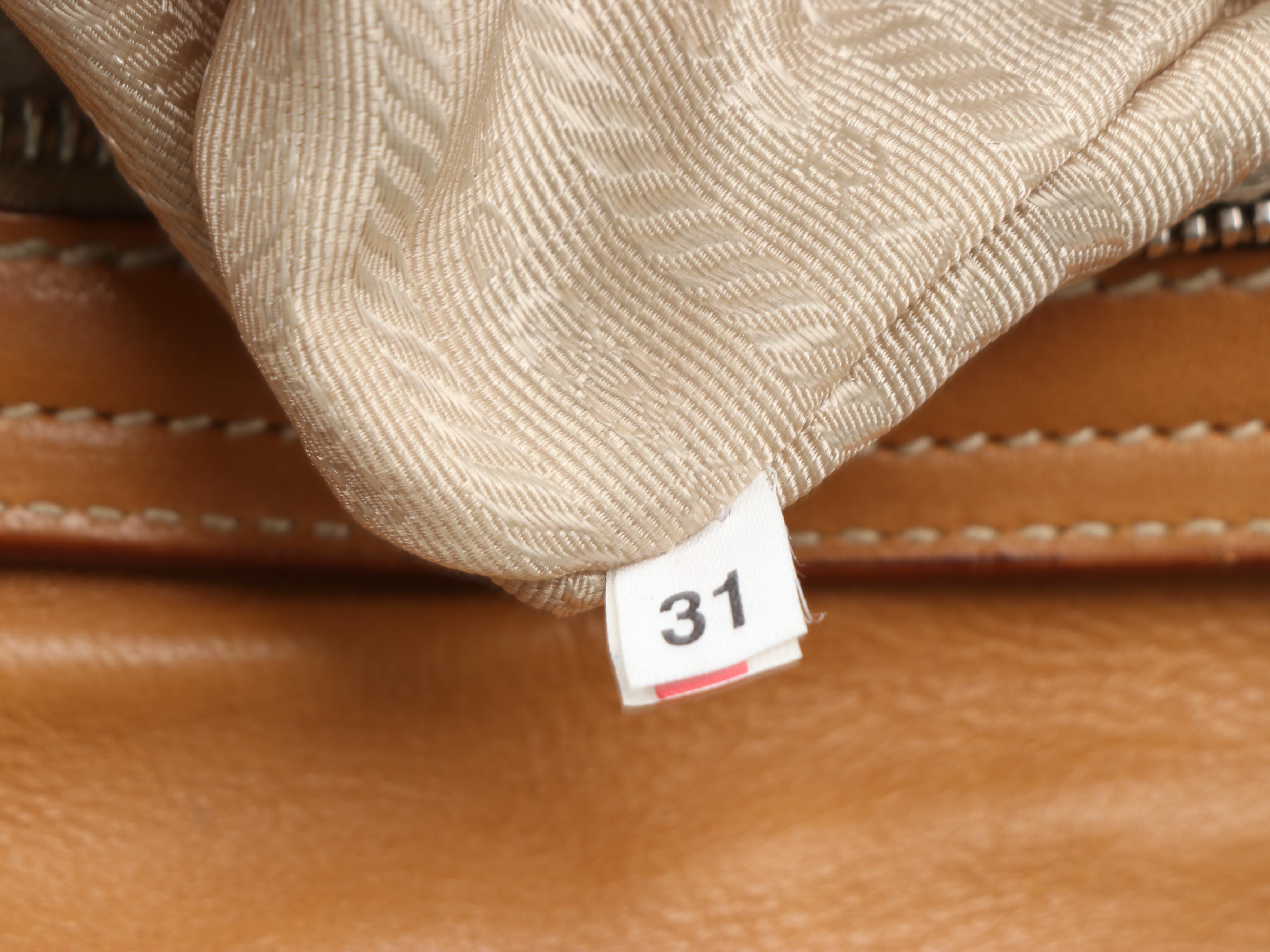 Prada Honey Leather Mixed Metal Studded Baguette