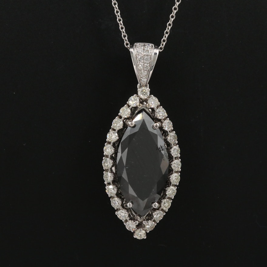 18K 6.12 CTW Diamond Halo Marquise Pendant Necklace