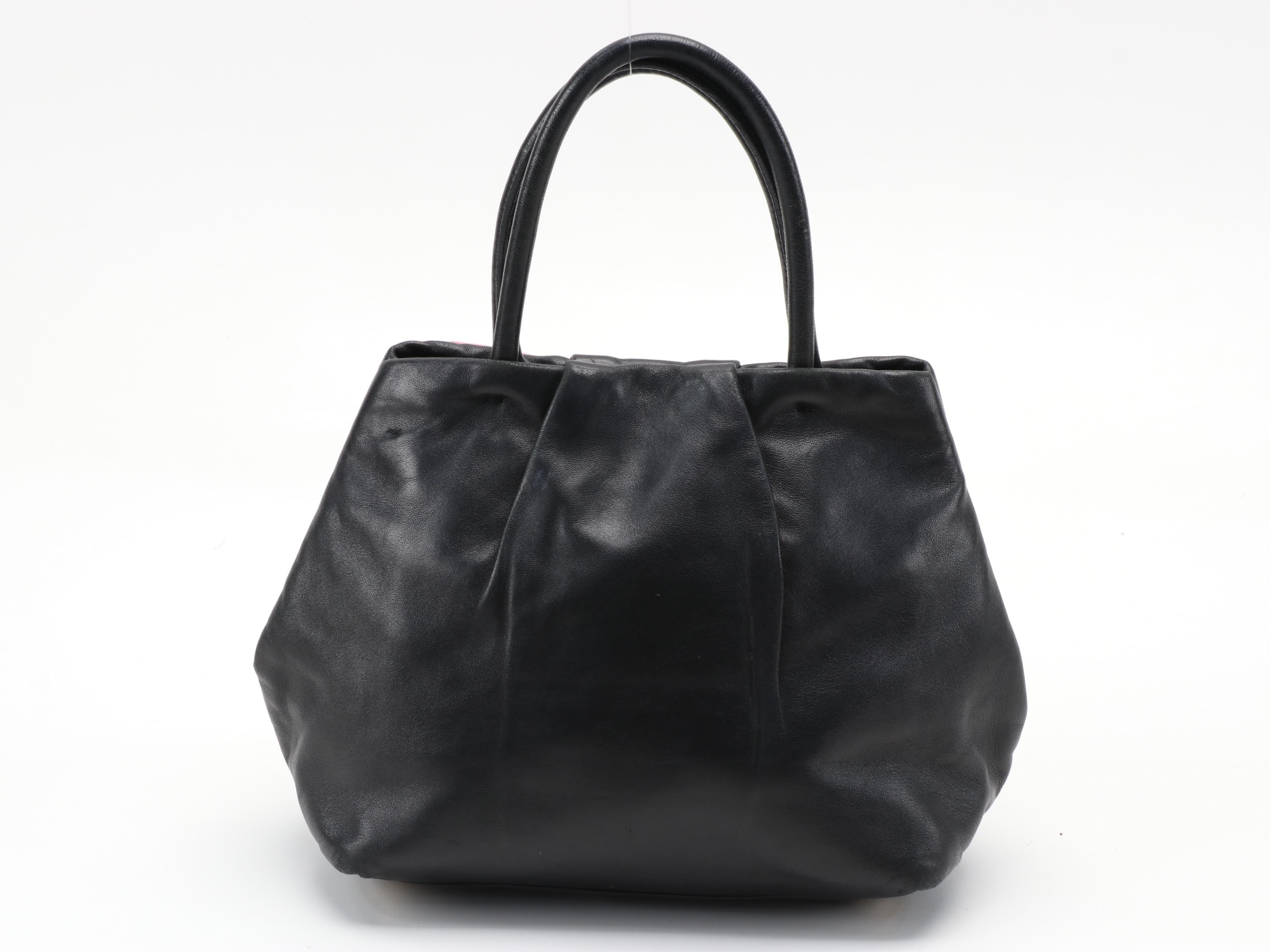 Prada Fiocco Bow Two-Way Satchel in Pink and Black Leather