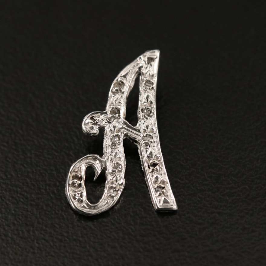 14K Diamond "A" Pendant