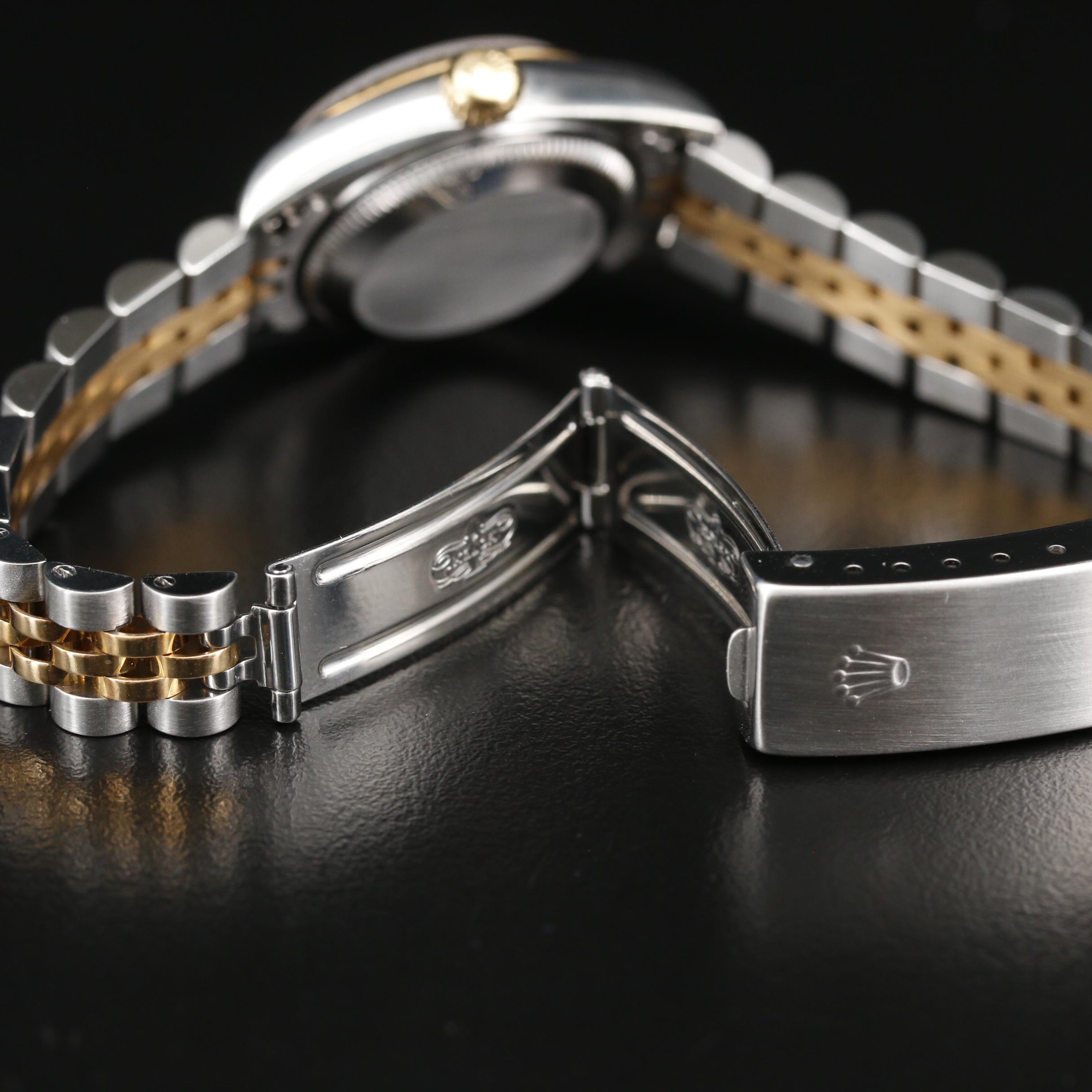 1995 Rolex Datejust 18K and Blue Stick Dial Automatic Watch