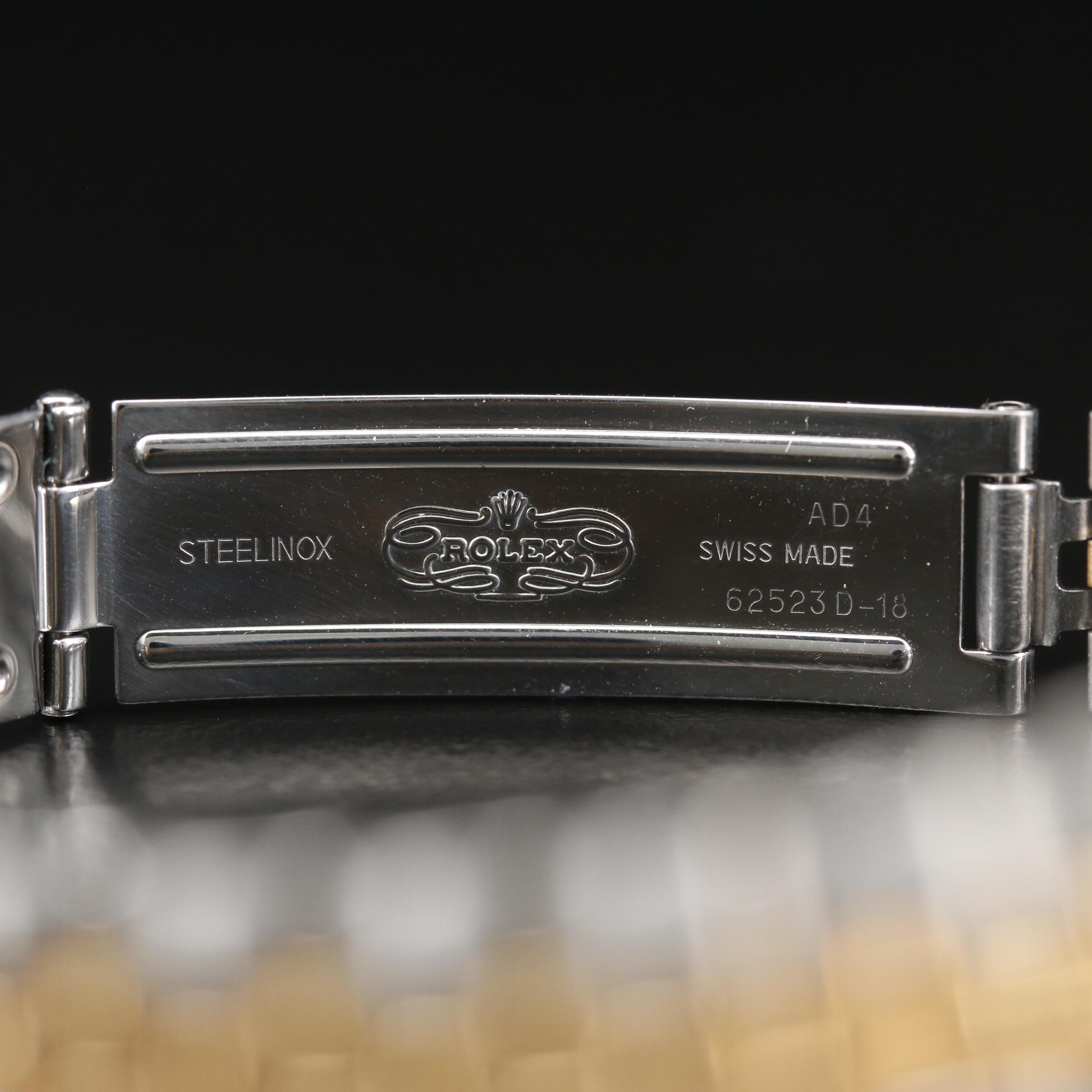 1995 Rolex Datejust 18K and Blue Stick Dial Automatic Watch