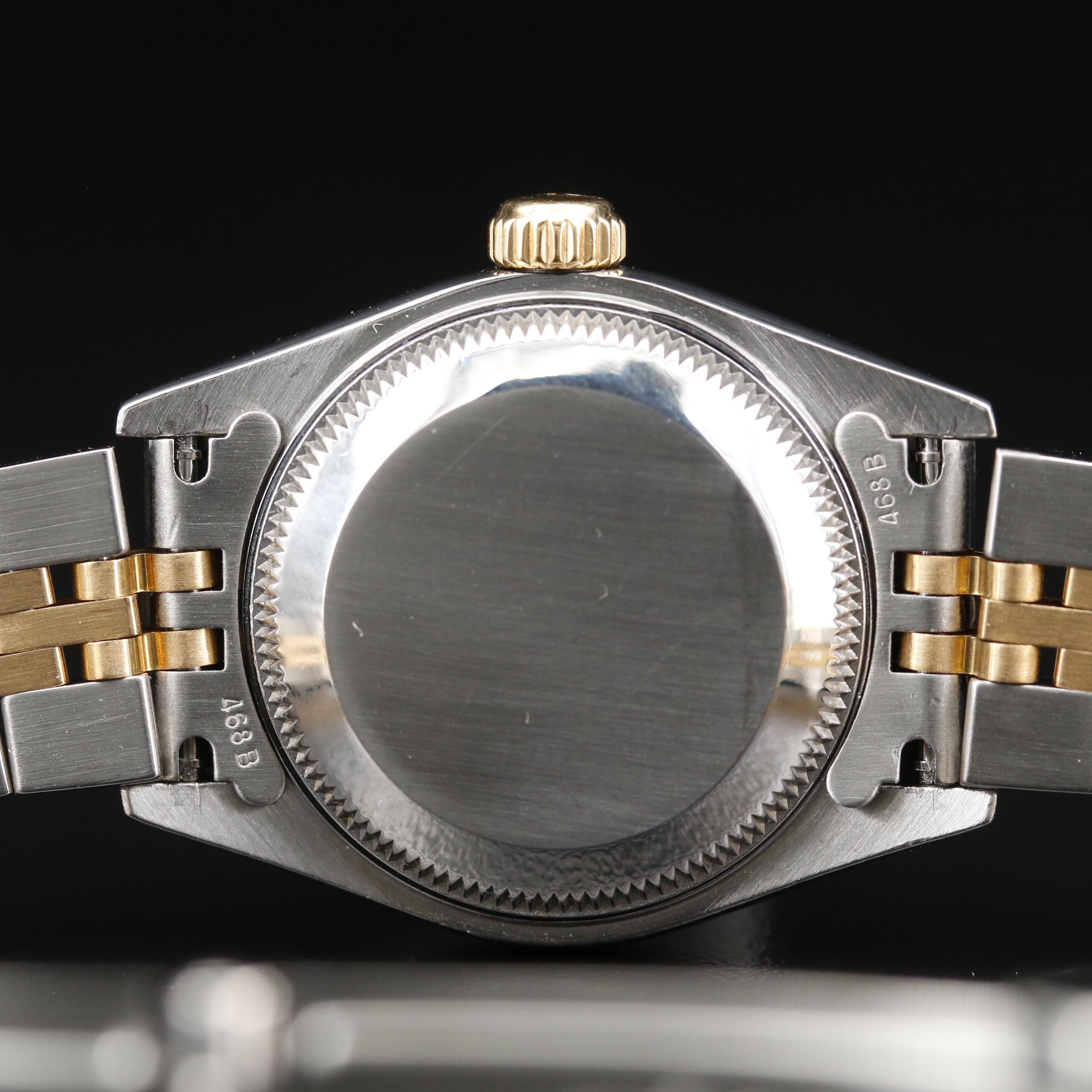 1995 Rolex Datejust 18K and Blue Stick Dial Automatic Watch