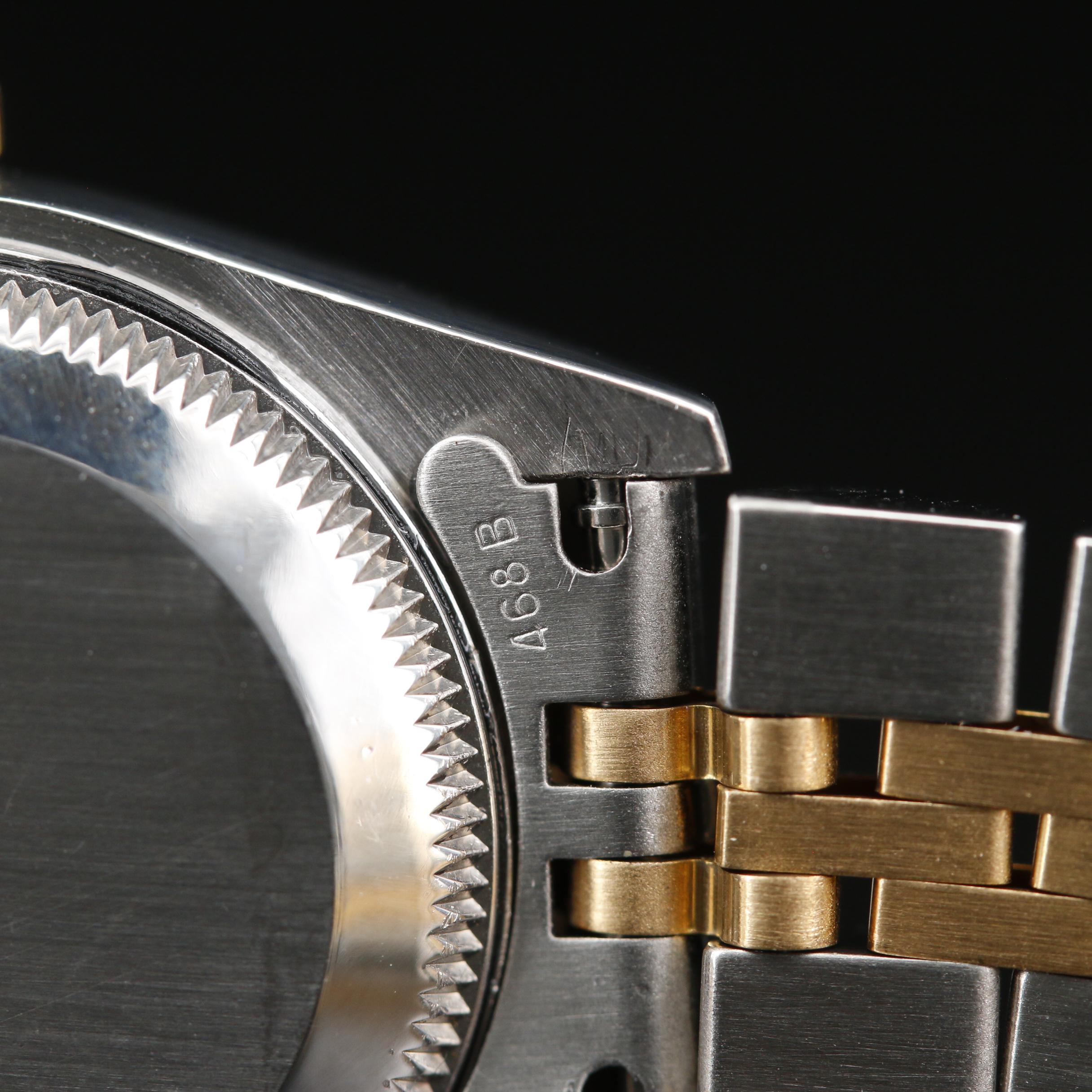 1995 Rolex Datejust 18K and Blue Stick Dial Automatic Watch