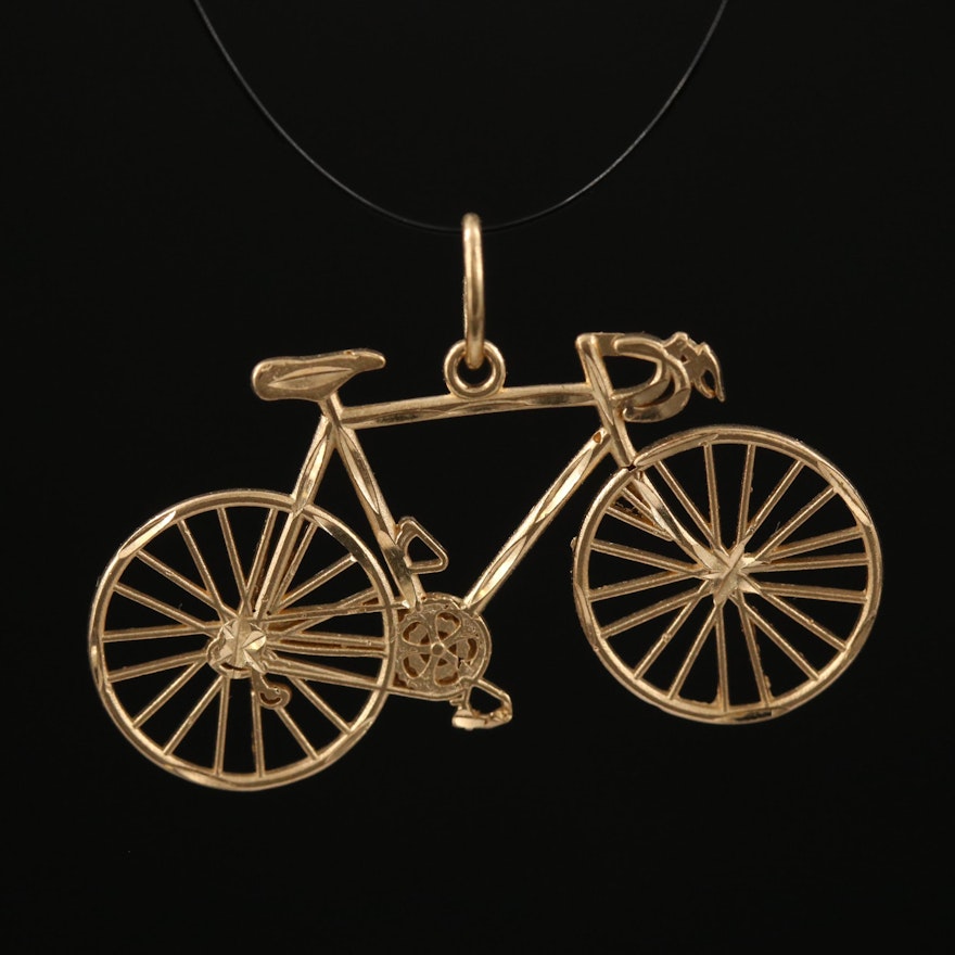 14K Bicycle Charm Pendant