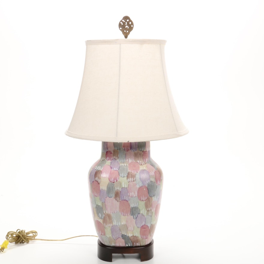 Frederick Cooper Painted Ceramic Table Lamp on Wooden Stand