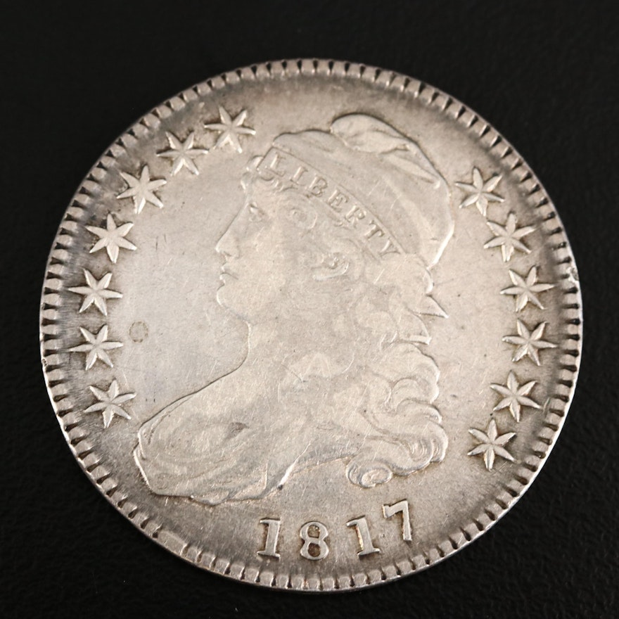 1817 Capped Bust "Punctuated Date" Silver Half Dollar