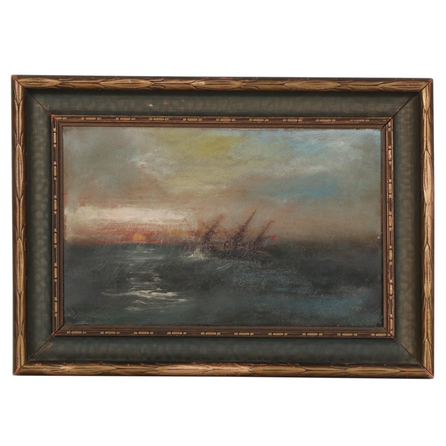 Attributed to James Hamilton Nautical Oil Painting