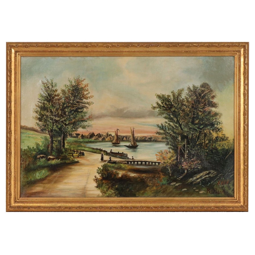 Oil Painting of Inlet Landscape