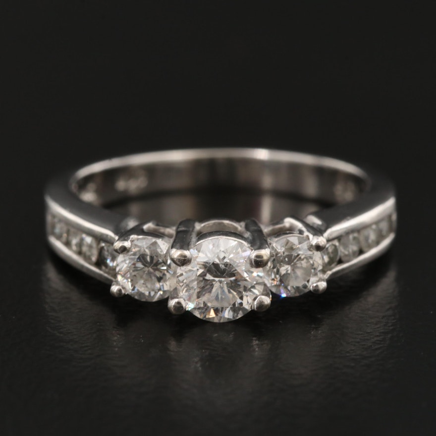 14K Diamond Ring with Channel Set Shoulders