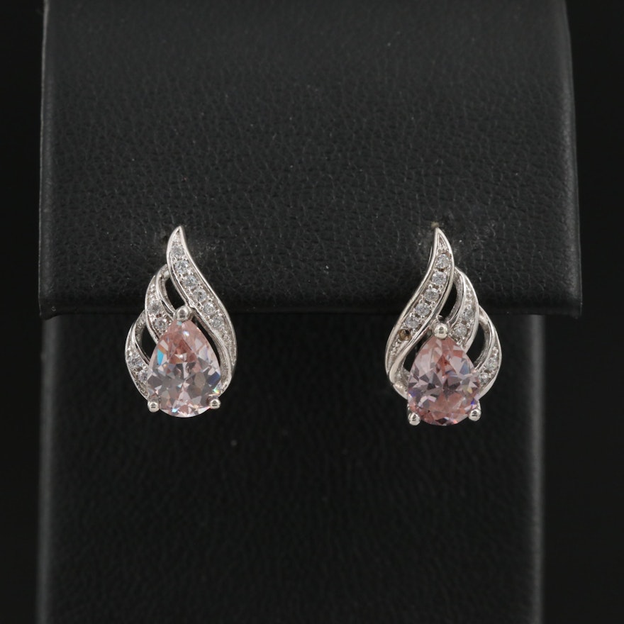 Sterling Silver Rutile and Cubic Zirconia Stud Earrings