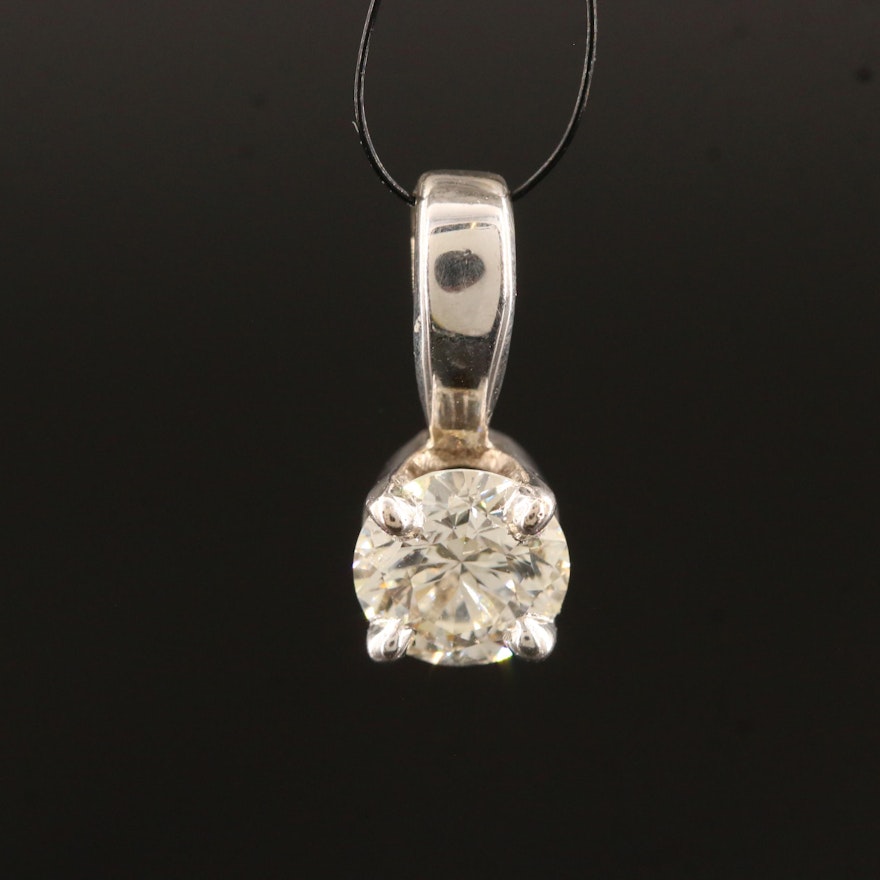 14K 0.90 CT Diamond Solitaire Pendant