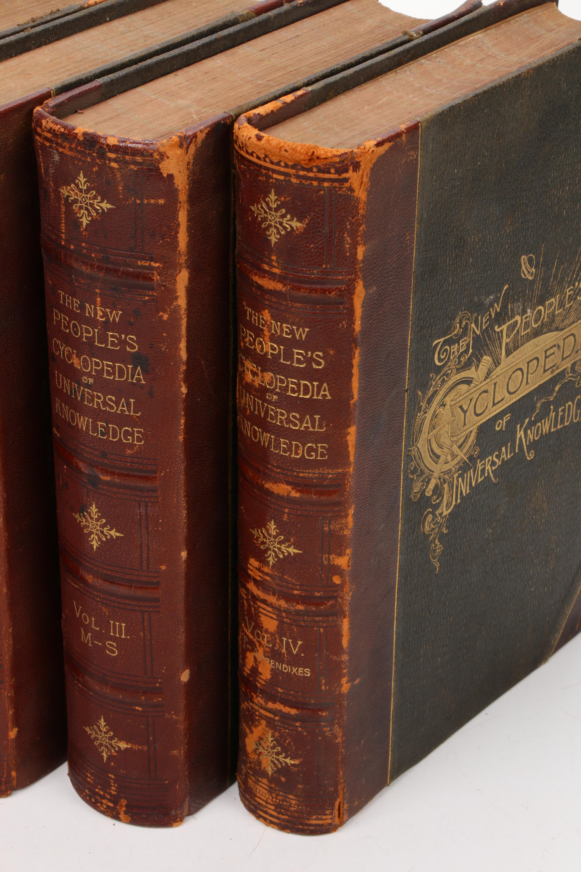 1889 "The New People's Cyclopedia of Universal Knowledge" Four Volume Set