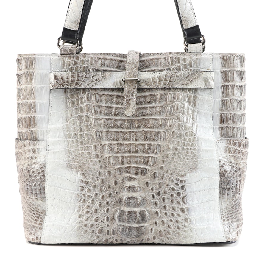 River Crocodile Skin Leather Shoulder Bag