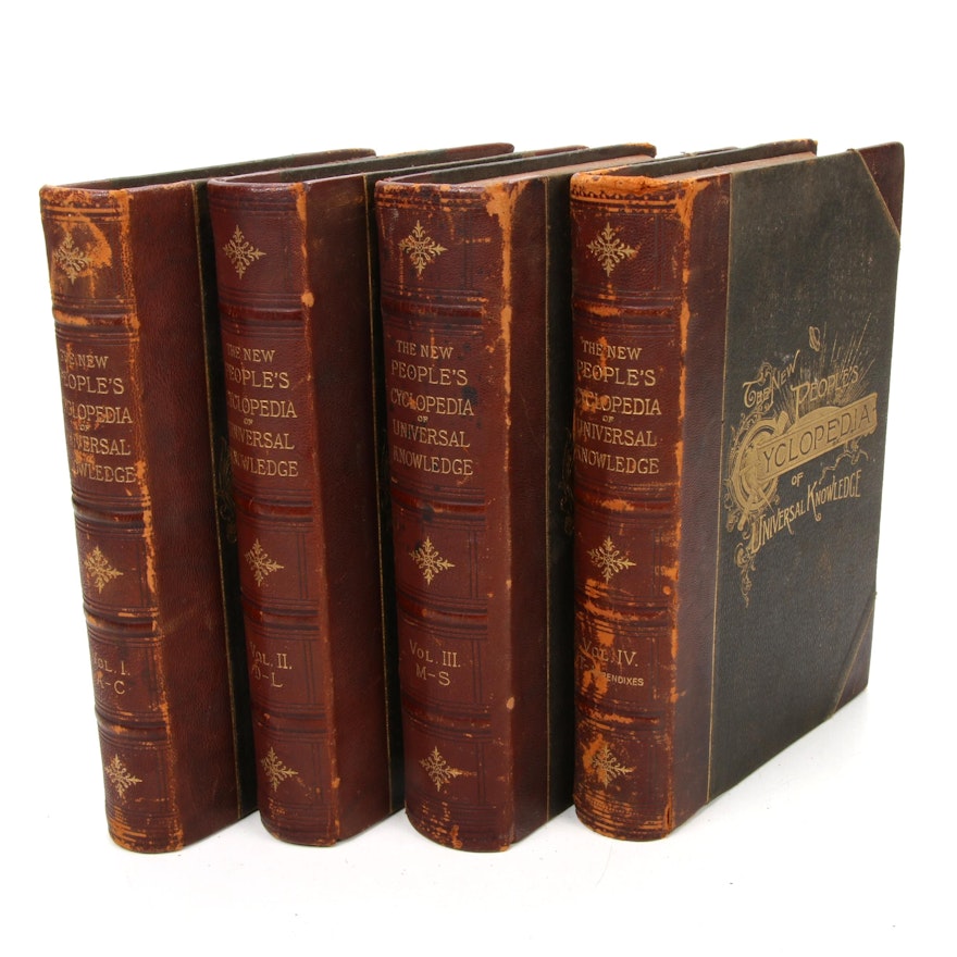 1889 "The New People's Cyclopedia of Universal Knowledge" Four Volume Set