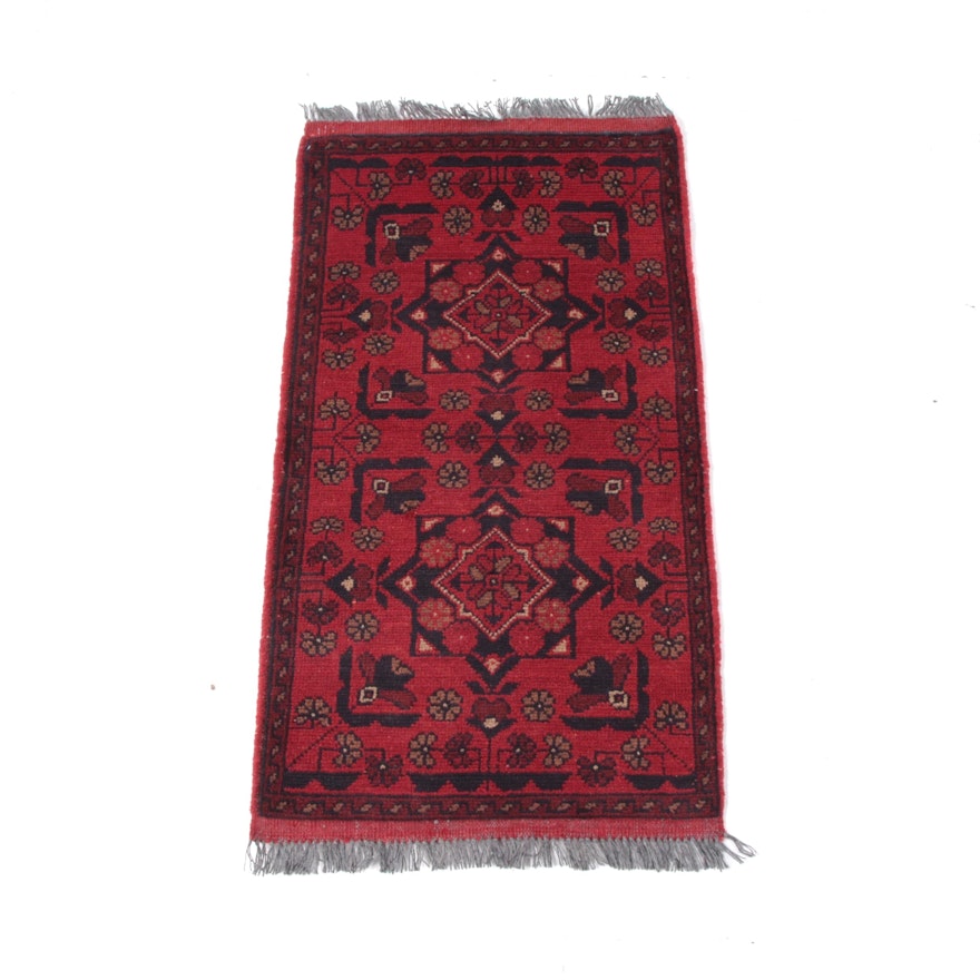 1'10 x 3'7 Hand-Knotted Afghani Kinduz Wool Rug