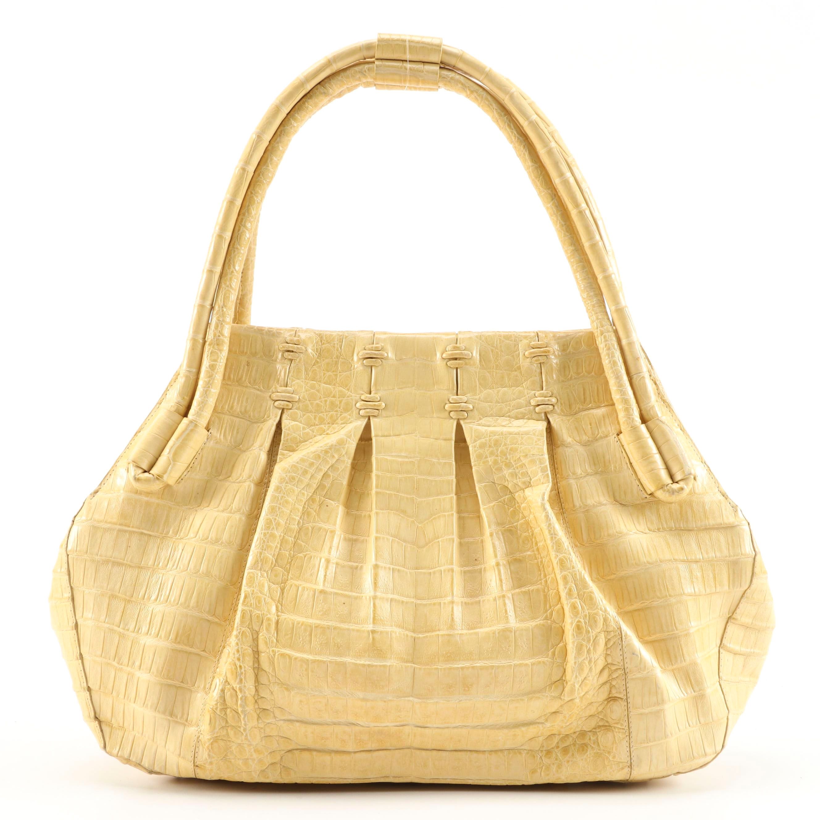 Nancy Gonzalez Yellow Crocodile Skin Leather Satchel