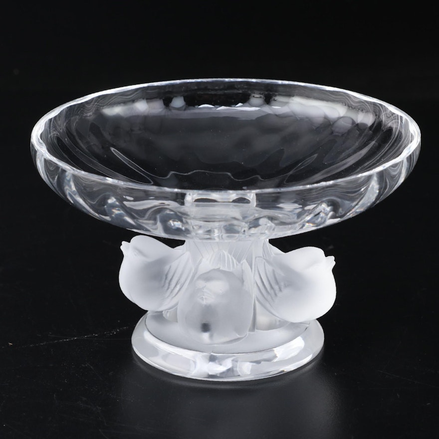 Lalique "Nogent" Frosted and Clear Crystal Footed Bowl