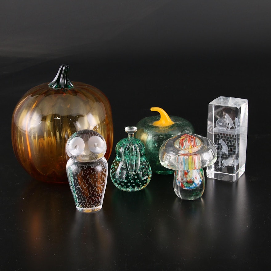 Kosta Boda, Murano and Other Art Glass Paperweights and Figurines
