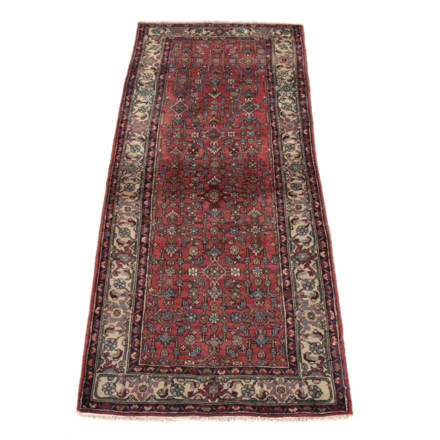 3'7 x 9'0 Hand-Knotted Persian Bijar Wide Runner Rug, 1970s