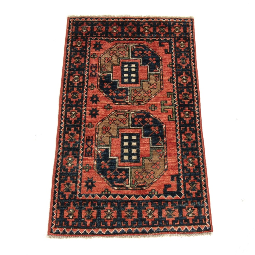 2' x 3'5 Hand-Knotted Afghani Turkoman Rug, 2010s