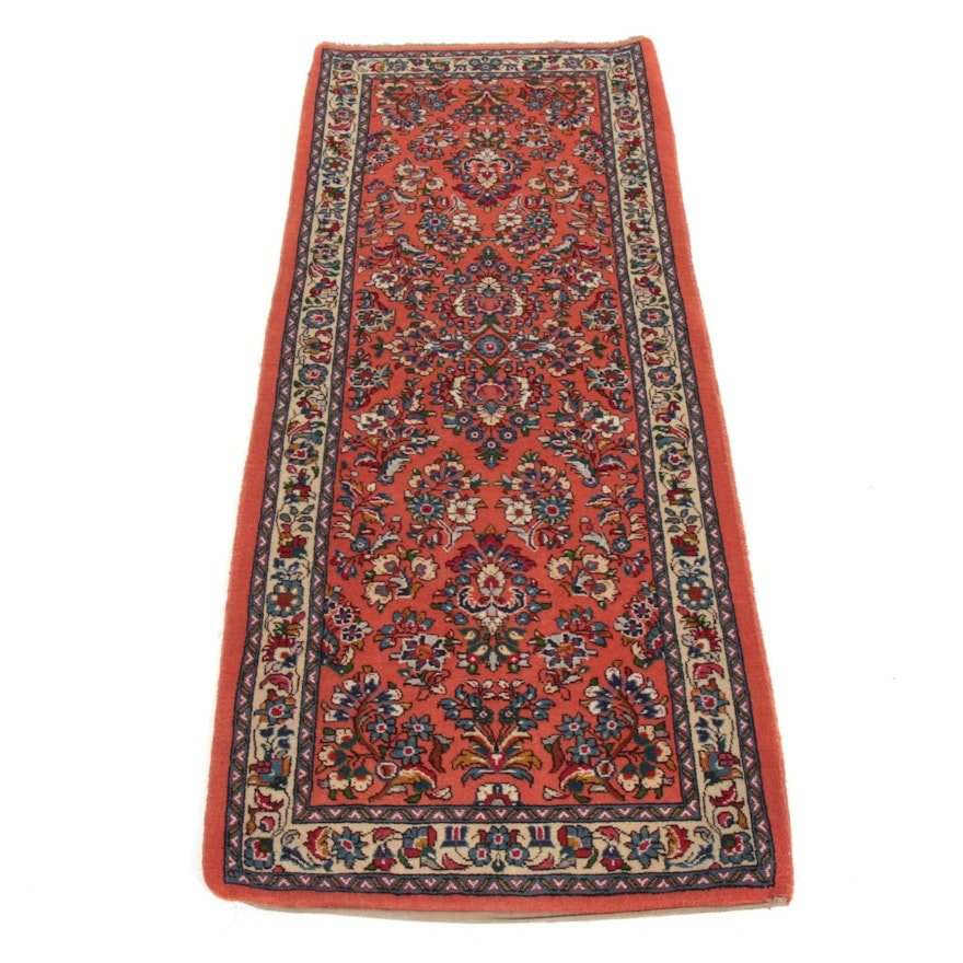 2'8 x 6'6 Hand-Knotted Persian Sarouk Runner Rug, 1980s