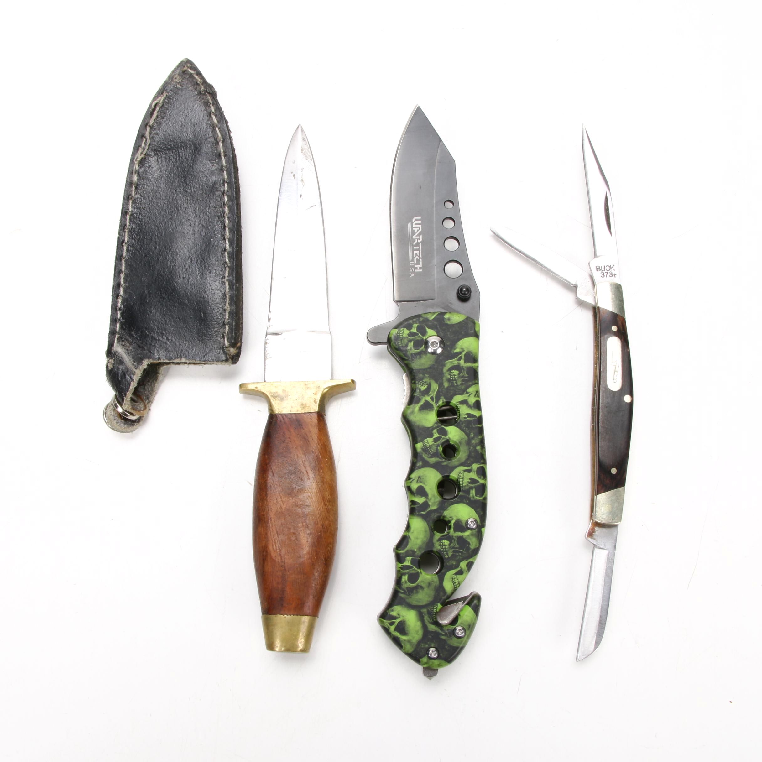 Pakistani Fixed Blade Knife with Other Pocket Knives