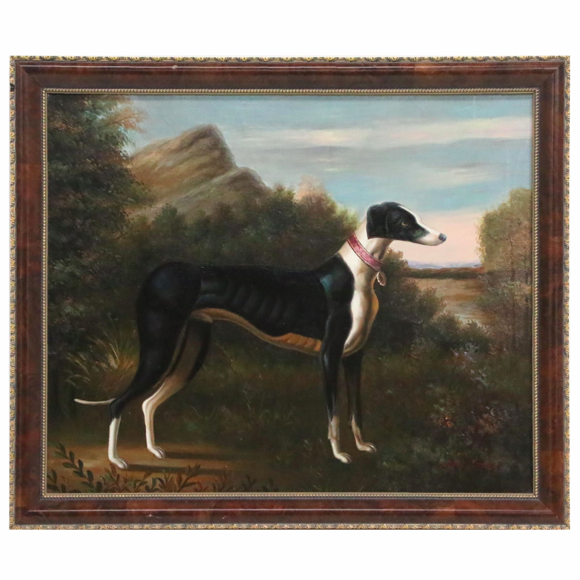John Gray Canine Portrait Oil Painting of Greyhound Dog, 20th Century